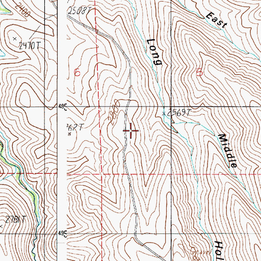 Topographic Map of Middle Long Hollow, OR