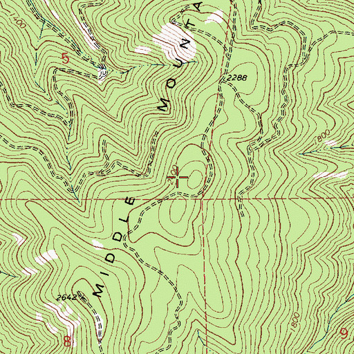Topographic Map of Middle Mountain, OR