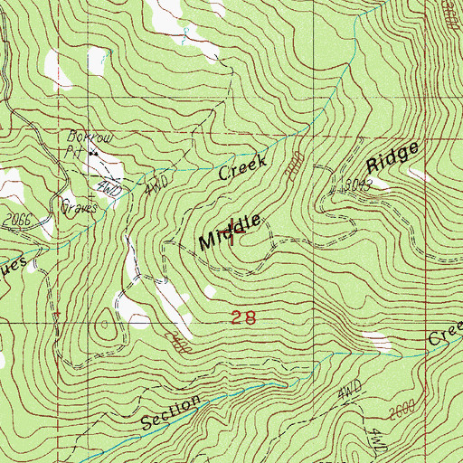 Topographic Map of Middle Ridge, OR