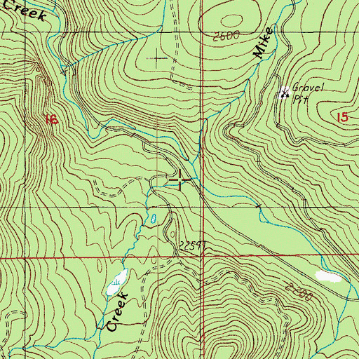 Topographic Map of Mike Creek, OR