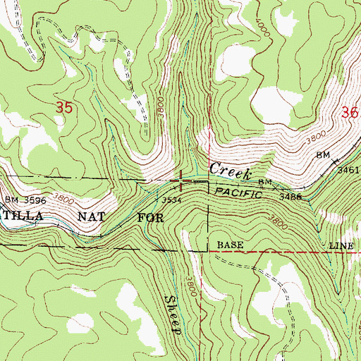 Topographic Map of Mill Creek, OR