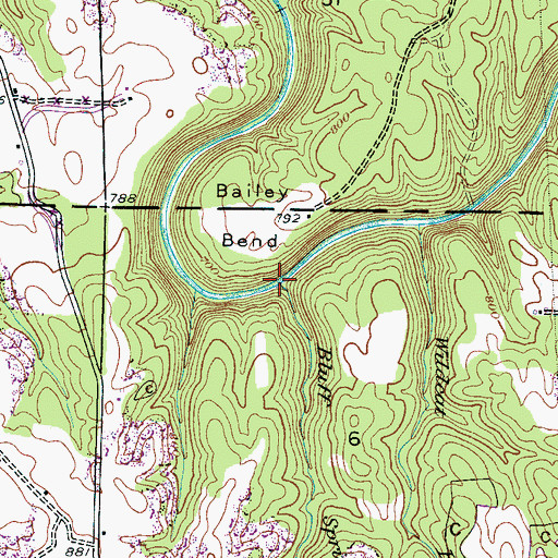 Topographic Map of Bluff Spring Branch, AL