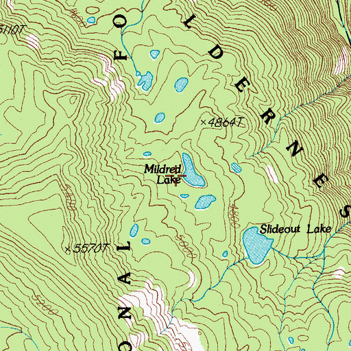 Topographic Map of Mildred Lake, OR