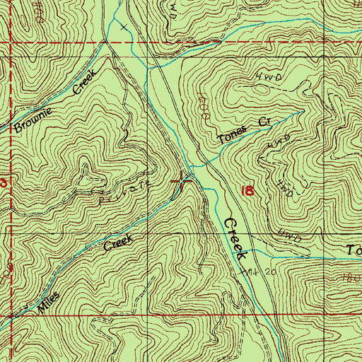 Topographic Map of Miles Creek, OR