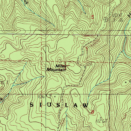 Topographic Map of Miles Mountain, OR