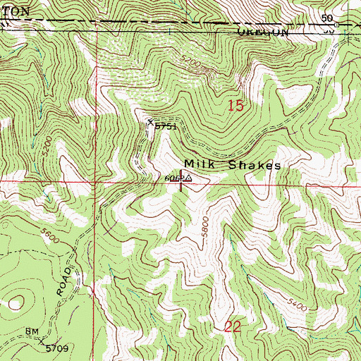 Topographic Map of Milk Shakes, OR