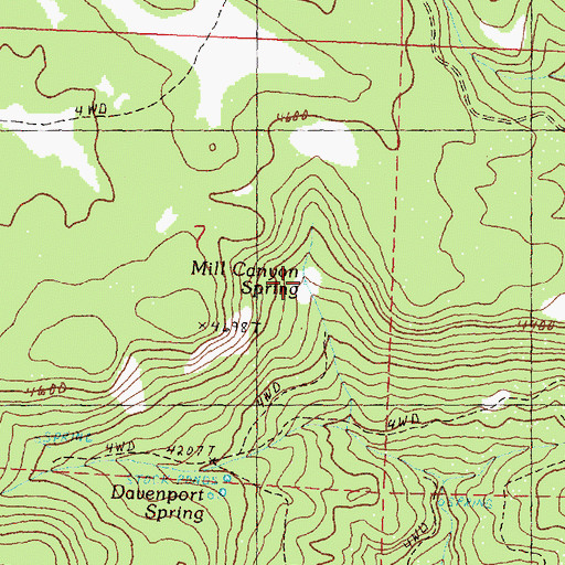 Topographic Map of Mill Canyon Spring, OR