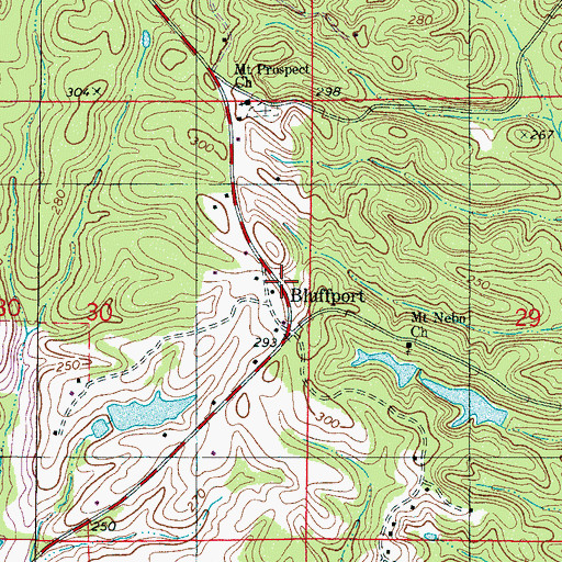 Topographic Map of Bluffport, AL