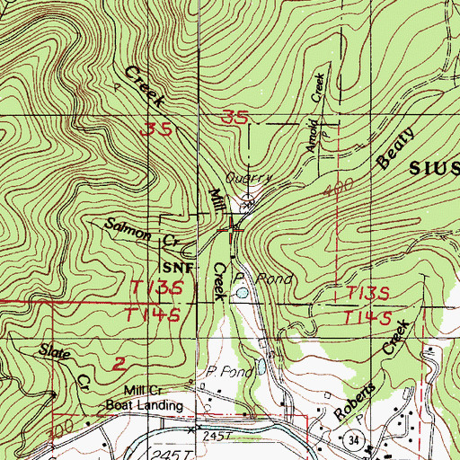 Topographic Map of Mill Creek, OR