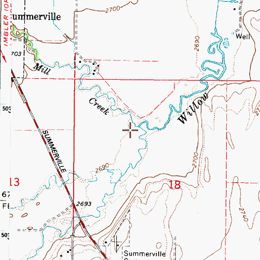 Topographic Map of Mill Creek, OR