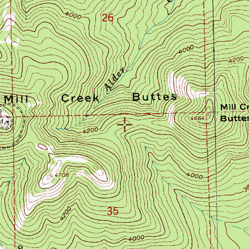 Topographic Map of Mill Creek Buttes, OR