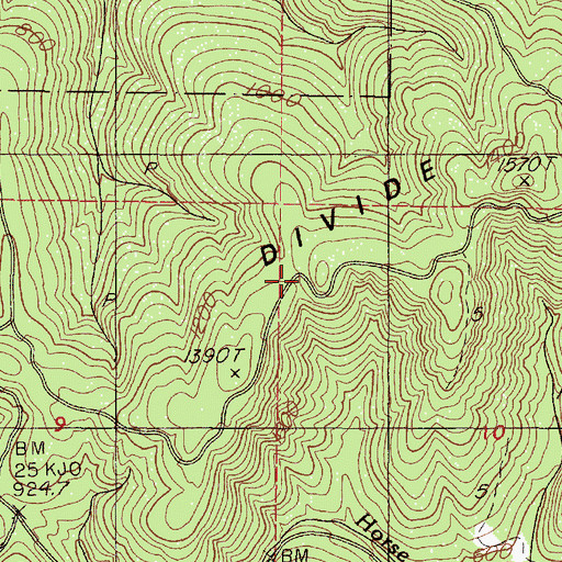 Topographic Map of Mill Creek Divide, OR
