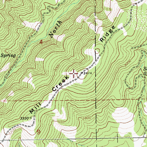 Topographic Map of Mill Creek Ridge, OR