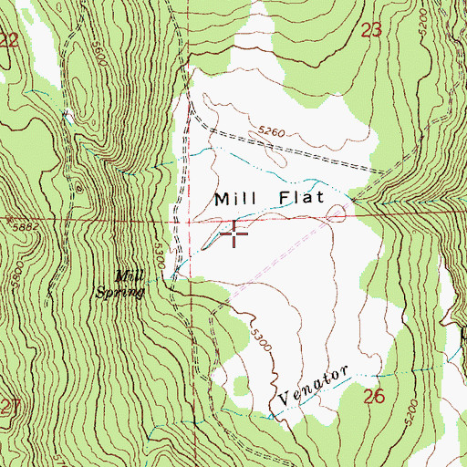 Topographic Map of Mill Flat, OR