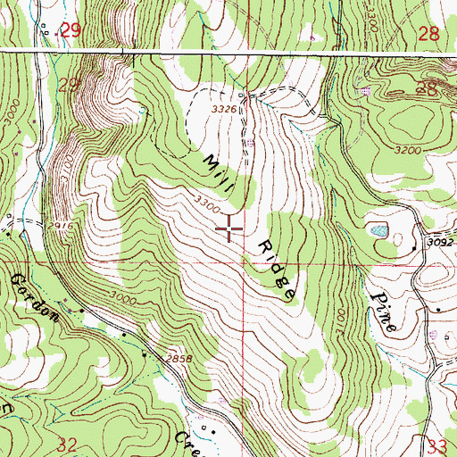 Topographic Map of Mill Ridge, OR