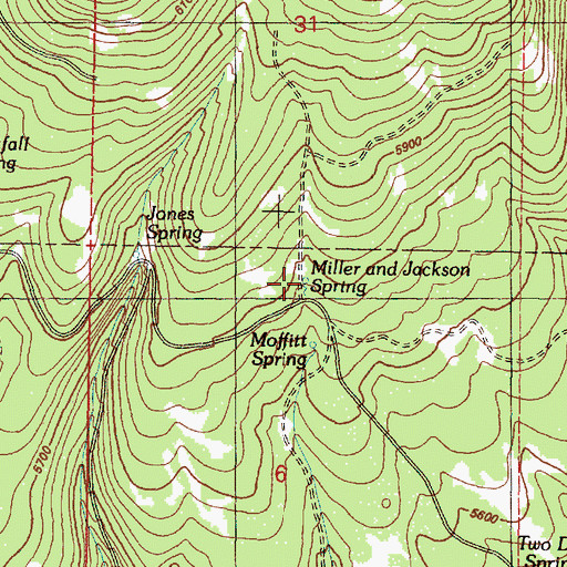 Topographic Map of Miller and Jackson Spring, OR
