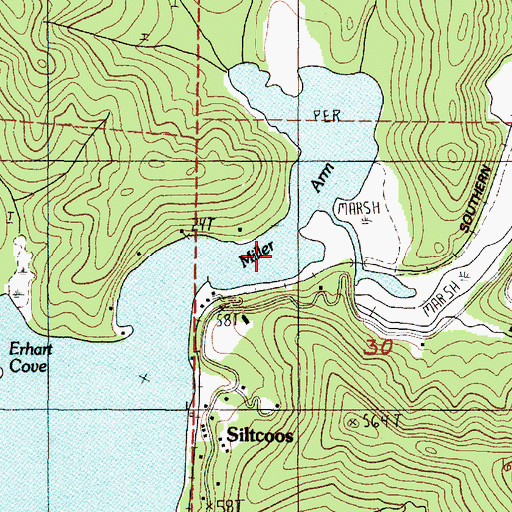 Topographic Map of Miller Arm, OR