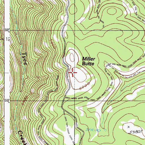 Topographic Map of Miller Butte, OR