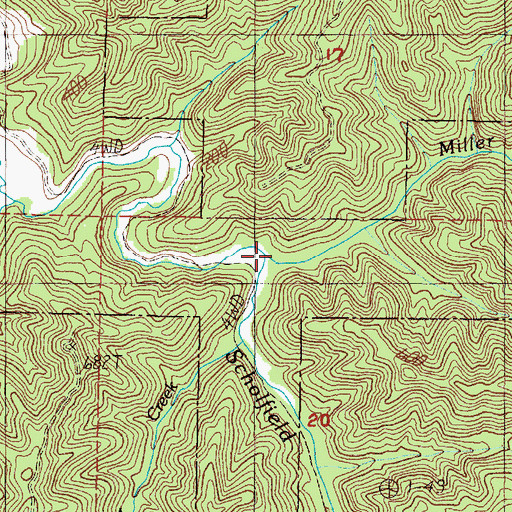 Topographic Map of Miller Creek, OR