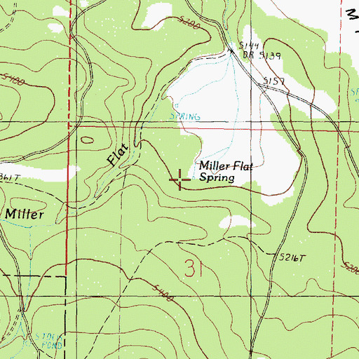 Topographic Map of Miller Flat Spring, OR