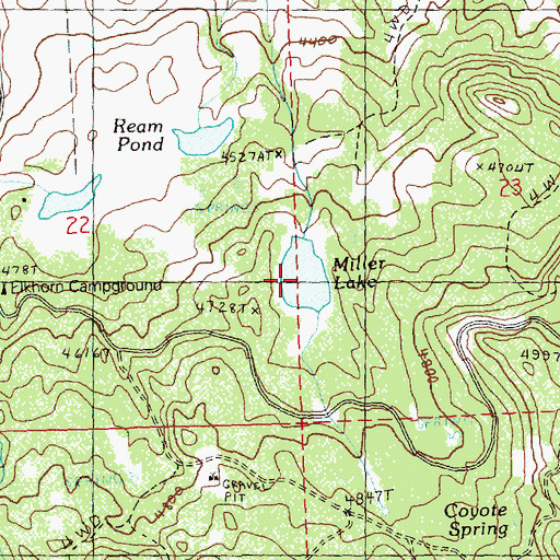 Topographic Map of Miller Lake, OR