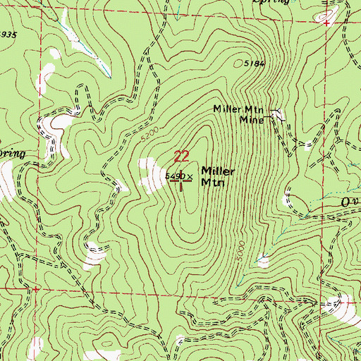 Topographic Map of Miller Mountain, OR