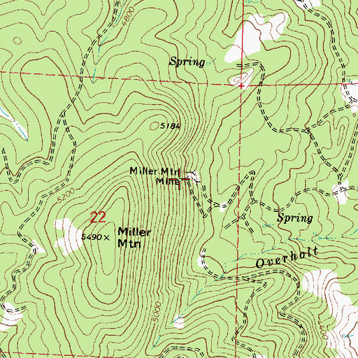Topographic Map of Miller Mountain Mine, OR