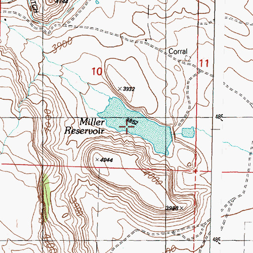 Topographic Map of Miller Reservoir, OR