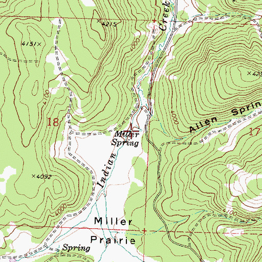 Topographic Map of Miller Spring, OR