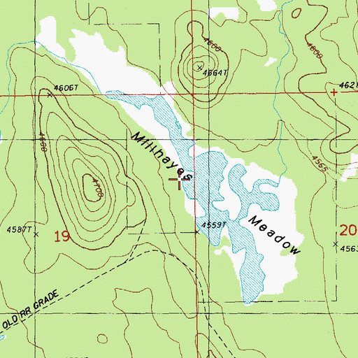 Topographic Map of Millhayes Meadow, OR