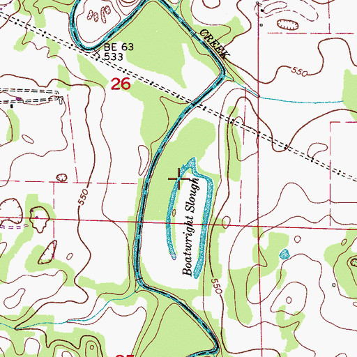 Topographic Map of Boatwright Slough, AL