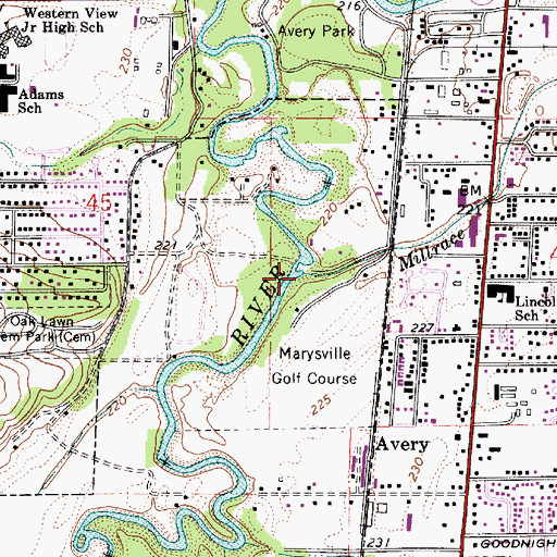 Topographic Map of Millrace, OR