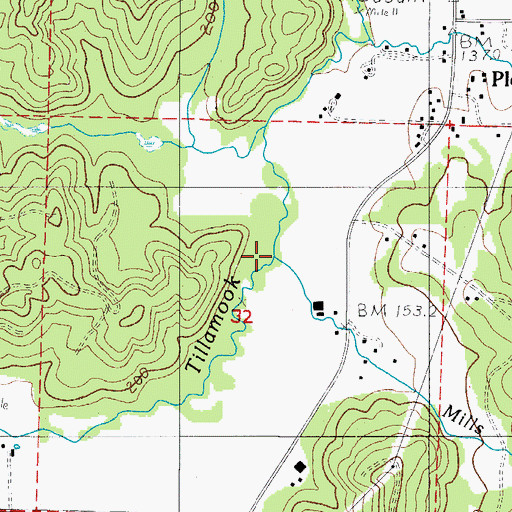 Topographic Map of Mills Creek, OR