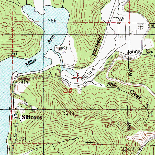 Topographic Map of Mills Creek, OR