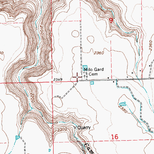 Topographic Map of Milo Gard Cemetery, OR