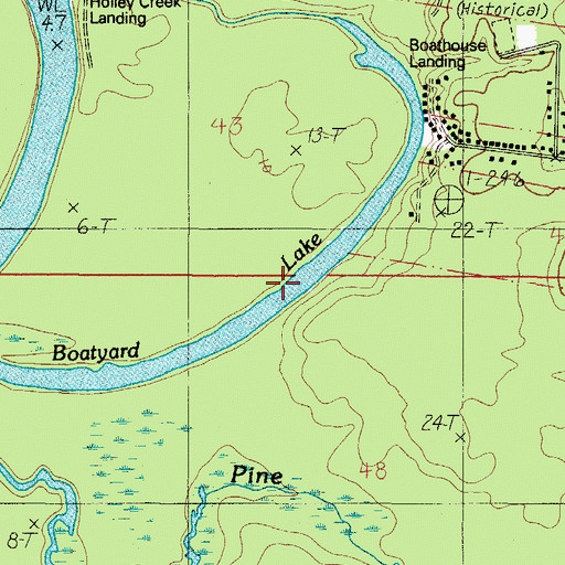 Topographic Map of Boatyard Lake, AL