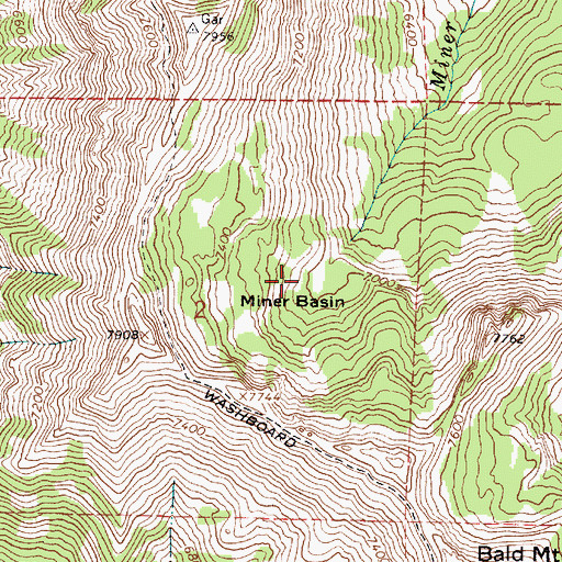 Topographic Map of Miner Basin, OR