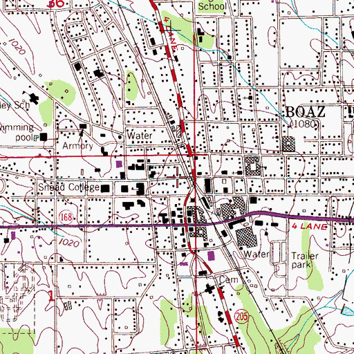 Topographic Map of Boaz, AL