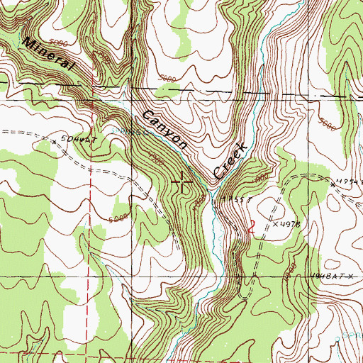 Topographic Map of Mineral Canyon, OR