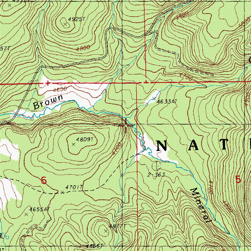 Topographic Map of Mineral Creek, OR