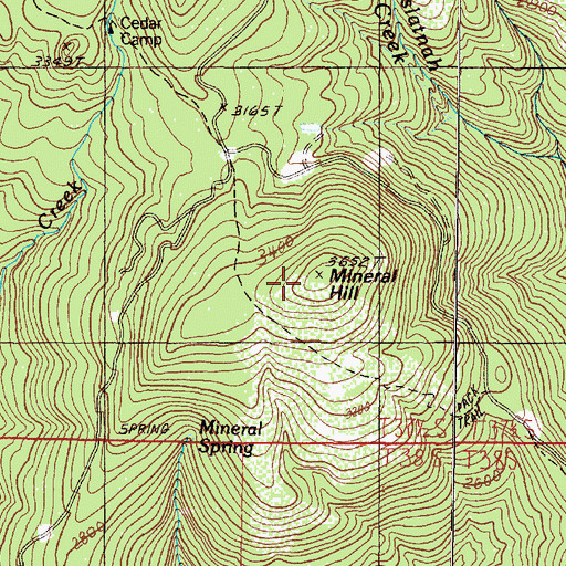 Topographic Map of Mineral Hill, OR