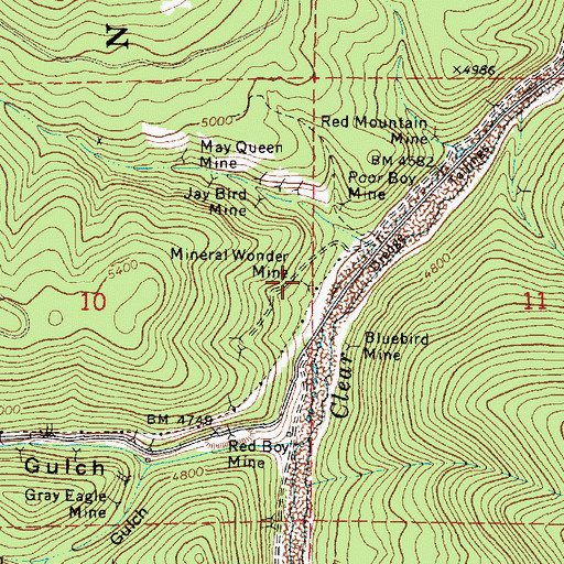 Topographic Map of Mineral Wonder Mine, OR