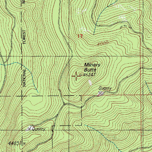 Topographic Map of Miners Butte, OR