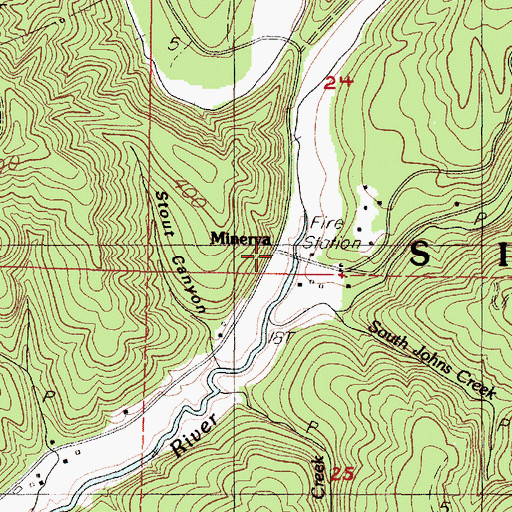 Topographic Map of Minerva, OR
