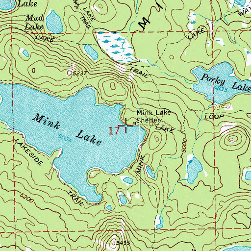 Topographic Map of Mink Lake Shelter, OR