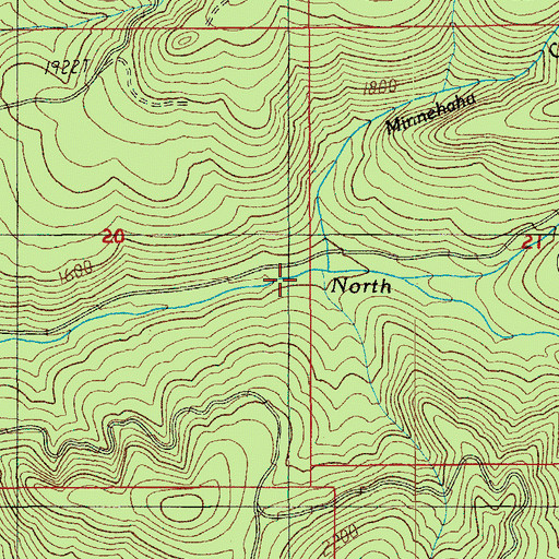 Topographic Map of Minnehaha Creek, OR