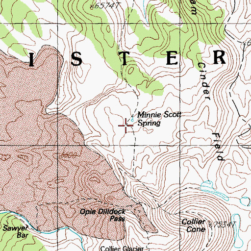 Topographic Map of Minnie Scott Spring, OR