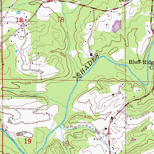 Topographic Map of Bob George Branch, AL