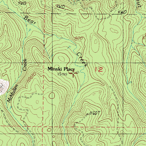 Topographic Map of Minski Place, OR