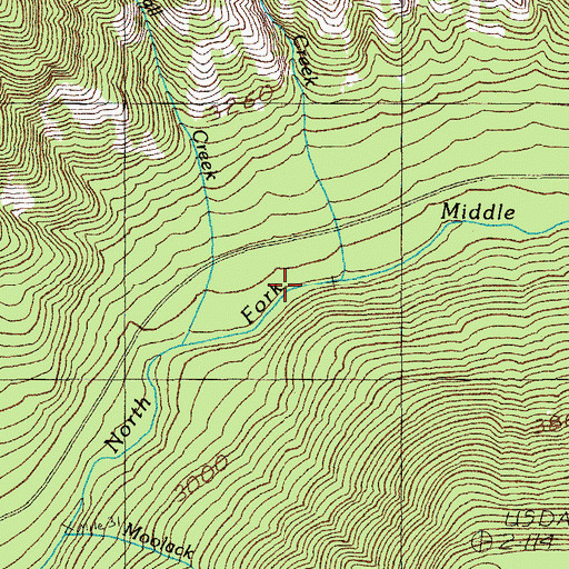 Topographic Map of Minute Creek, OR